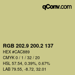 Farbcode: RGB 202.9 200.2 137 | qconv.com