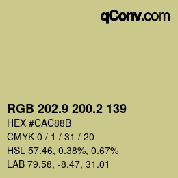 Color code: RGB 202.9 200.2 139 | qconv.com