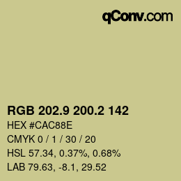 Farbcode: RGB 202.9 200.2 142 | qconv.com