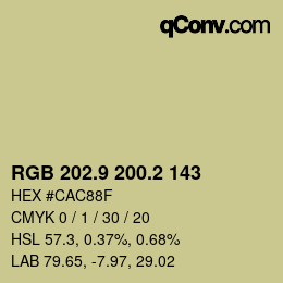Color code: RGB 202.9 200.2 143 | qconv.com