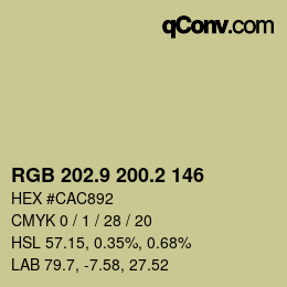 Color code: RGB 202.9 200.2 146 | qconv.com