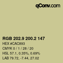 Color code: RGB 202.9 200.2 147 | qconv.com