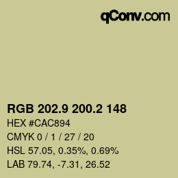 Color code: RGB 202.9 200.2 148 | qconv.com