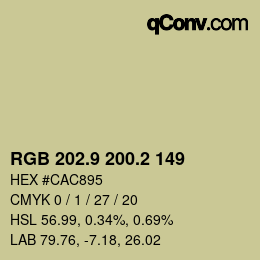 Color code: RGB 202.9 200.2 149 | qconv.com