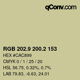 Farbcode: RGB 202.9 200.2 153 | qconv.com