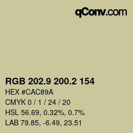 Color code: RGB 202.9 200.2 154 | qconv.com