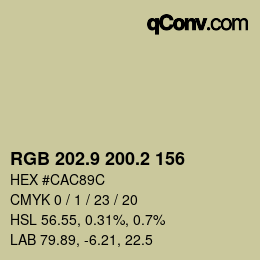 Color code: RGB 202.9 200.2 156 | qconv.com
