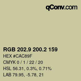 カラーコード: RGB 202.9 200.2 159 | qconv.com