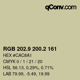 Farbcode: RGB 202.9 200.2 161 | qconv.com