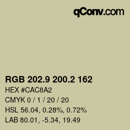 Color code: RGB 202.9 200.2 162 | qconv.com