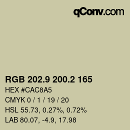Color code: RGB 202.9 200.2 165 | qconv.com