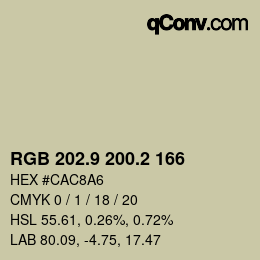 Color code: RGB 202.9 200.2 166 | qconv.com