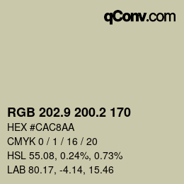 Color code: RGB 202.9 200.2 170 | qconv.com