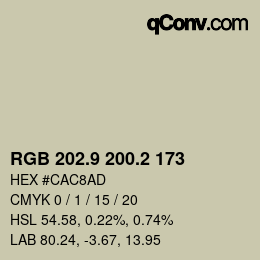 Color code: RGB 202.9 200.2 173 | qconv.com