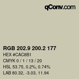 Color code: RGB 202.9 200.2 177 | qconv.com