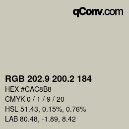 Color code: RGB 202.9 200.2 184 | qconv.com