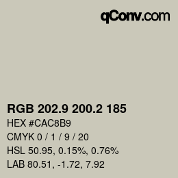 Farbcode: RGB 202.9 200.2 185 | qconv.com