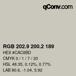 カラーコード: RGB 202.9 200.2 189 | qconv.com