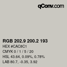 Color code: RGB 202.9 200.2 193 | qconv.com