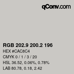 カラーコード: RGB 202.9 200.2 196 | qconv.com