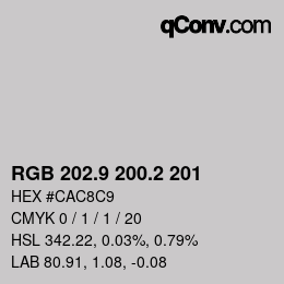 Color code: RGB 202.9 200.2 201 | qconv.com