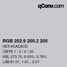 Farbcode: RGB 202.9 200.2 205 | qconv.com