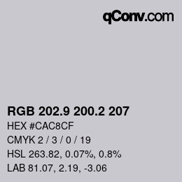 Color code: RGB 202.9 200.2 207 | qconv.com