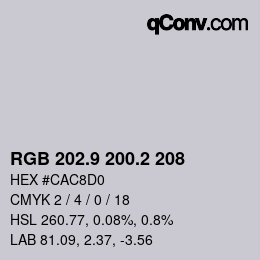 カラーコード: RGB 202.9 200.2 208 | qconv.com