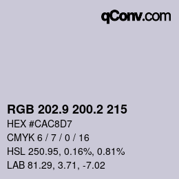 Color code: RGB 202.9 200.2 215 | qconv.com