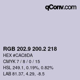 カラーコード: RGB 202.9 200.2 218 | qconv.com