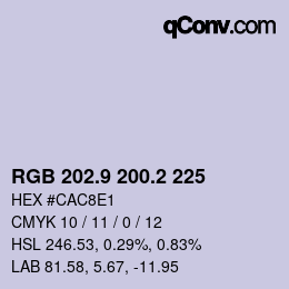 Color code: RGB 202.9 200.2 225 | qconv.com