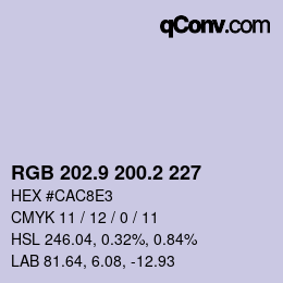 Color code: RGB 202.9 200.2 227 | qconv.com