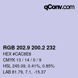 Color code: RGB 202.9 200.2 232 | qconv.com