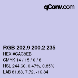 カラーコード: RGB 202.9 200.2 235 | qconv.com