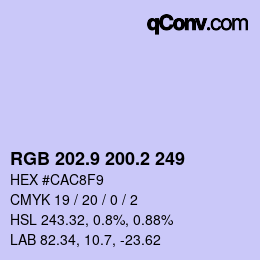 Color code: RGB 202.9 200.2 249 | qconv.com
