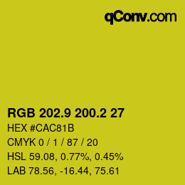 カラーコード: RGB 202.9 200.2 27 | qconv.com