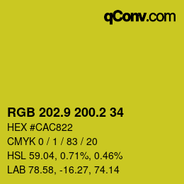 カラーコード: RGB 202.9 200.2 34 | qconv.com