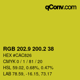 カラーコード: RGB 202.9 200.2 38 | qconv.com