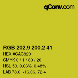 カラーコード: RGB 202.9 200.2 41 | qconv.com