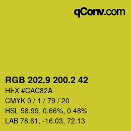 カラーコード: RGB 202.9 200.2 42 | qconv.com