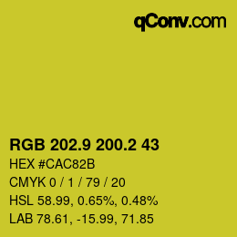 カラーコード: RGB 202.9 200.2 43 | qconv.com