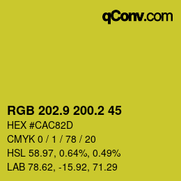 カラーコード: RGB 202.9 200.2 45 | qconv.com