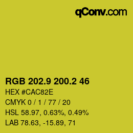 カラーコード: RGB 202.9 200.2 46 | qconv.com