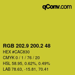 カラーコード: RGB 202.9 200.2 48 | qconv.com