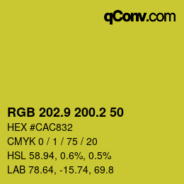 カラーコード: RGB 202.9 200.2 50 | qconv.com