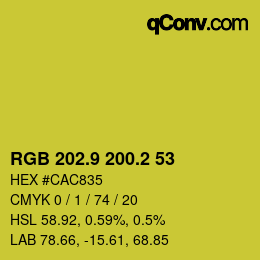 カラーコード: RGB 202.9 200.2 53 | qconv.com