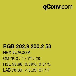 カラーコード: RGB 202.9 200.2 58 | qconv.com