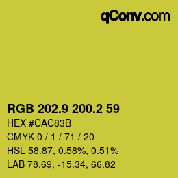 カラーコード: RGB 202.9 200.2 59 | qconv.com