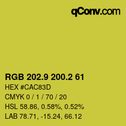 カラーコード: RGB 202.9 200.2 61 | qconv.com