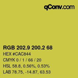 カラーコード: RGB 202.9 200.2 68 | qconv.com
